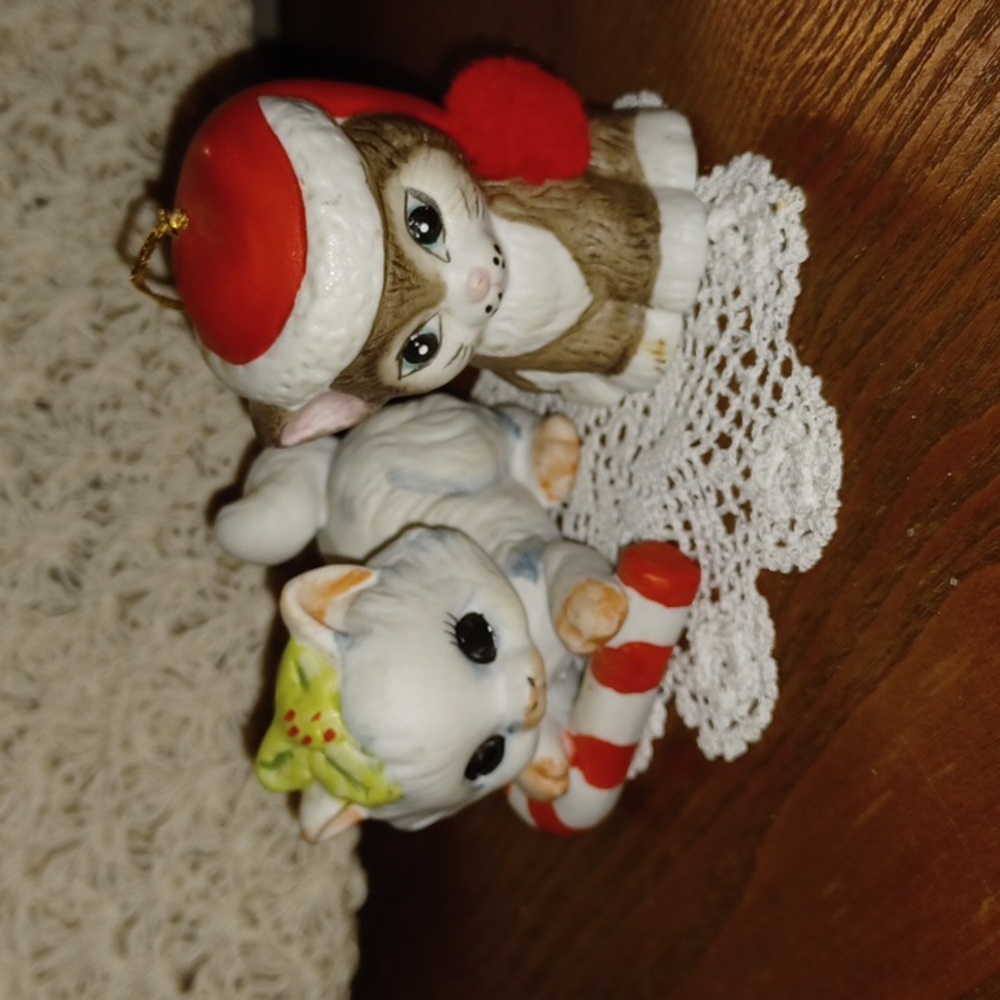 Vintage Christmas kitten Decorations